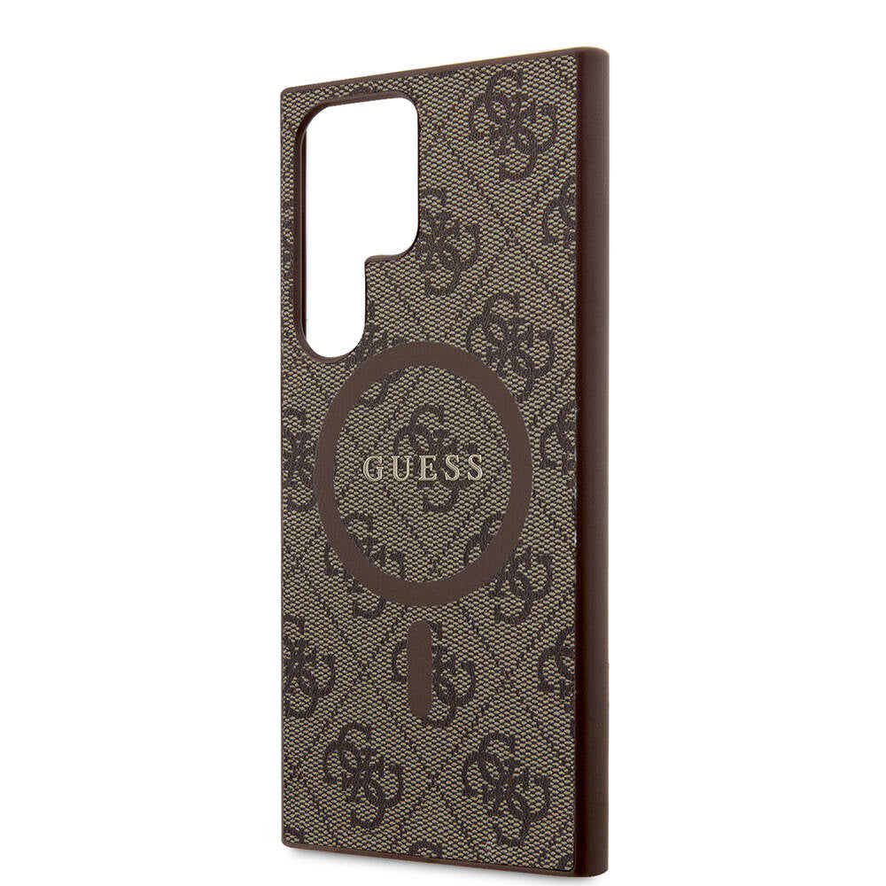 Guess Galaxy S24 Ultra Orjinal Lisanslı M-safe Şarj Özellikli PU Halkalı 4G Desenli Yazı Logolu Kılıf Guess Galaxy S24 Ultra Orjinal Lisanslı M-safe Şarj Özellikli PU Halkalı 4G Desenli Yazı Logolu Kılıf